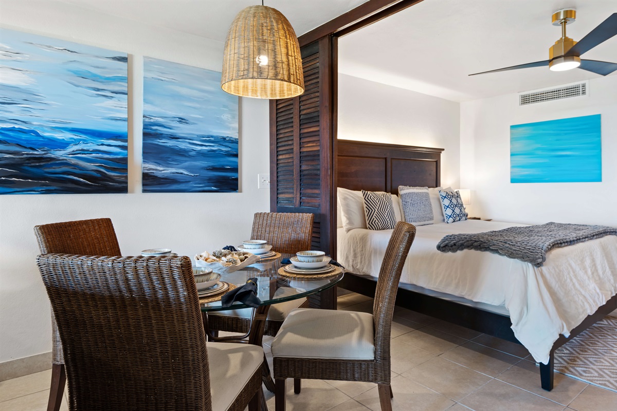 Plenty of seating for four guests.