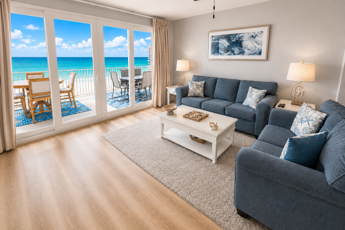 Living room with stunning views!