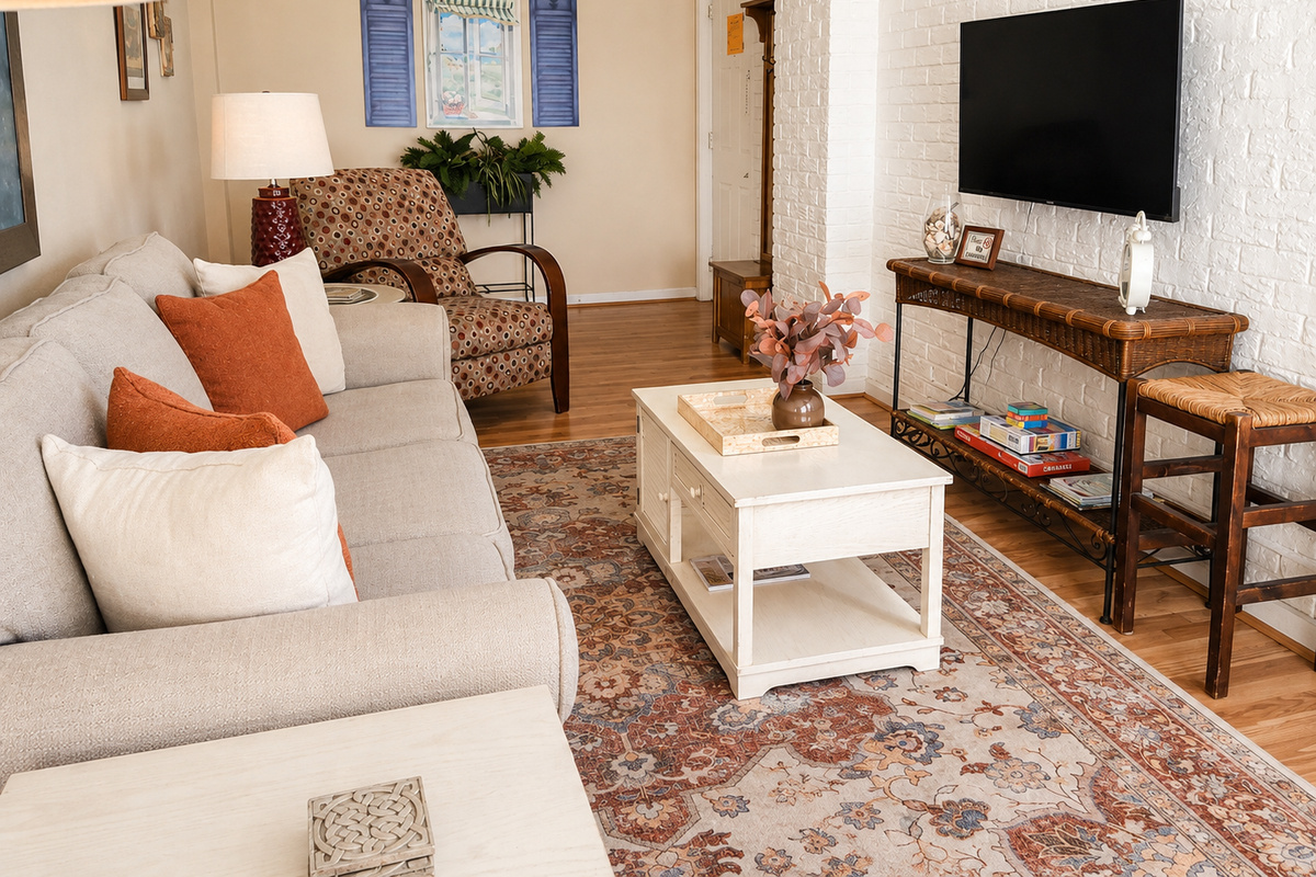 Sofa bed with foam mattress for two additional guests