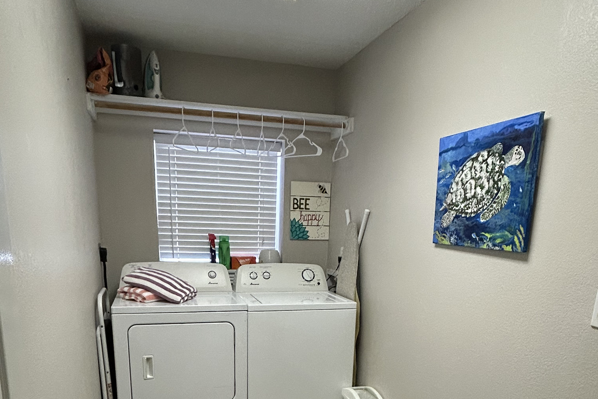 Full-size washer and dryer provided for your convenience. Pack light and keep beach towels fresh throughout your stay—perfect for families and extended vacations.