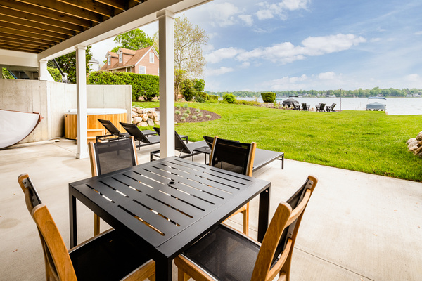 Seating on basement patio level