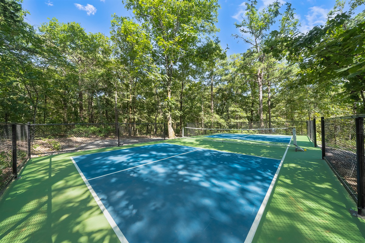 Championship Pickleball Court - surrounded by towering pines