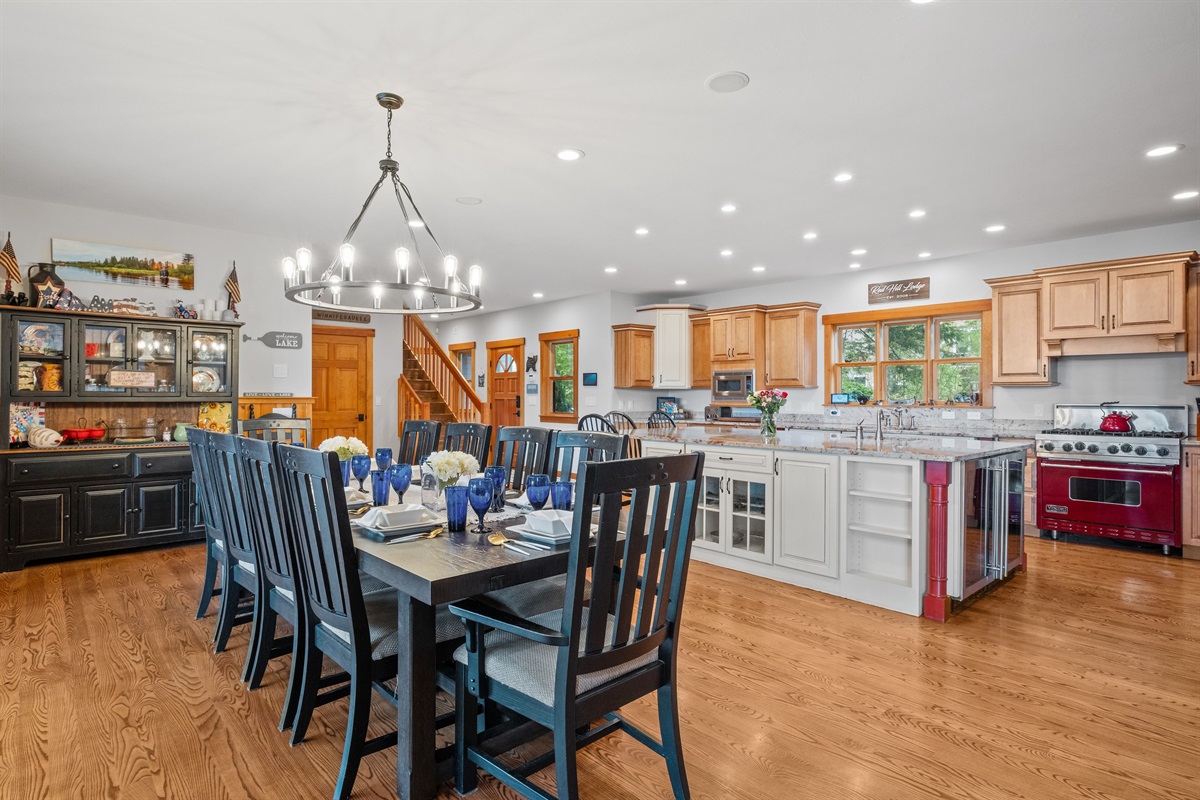 Fully stocked kitchen with massive island, viking range, sub zero fridge, dual beverage centers, and every you could need to cook like a chef and host all your guests