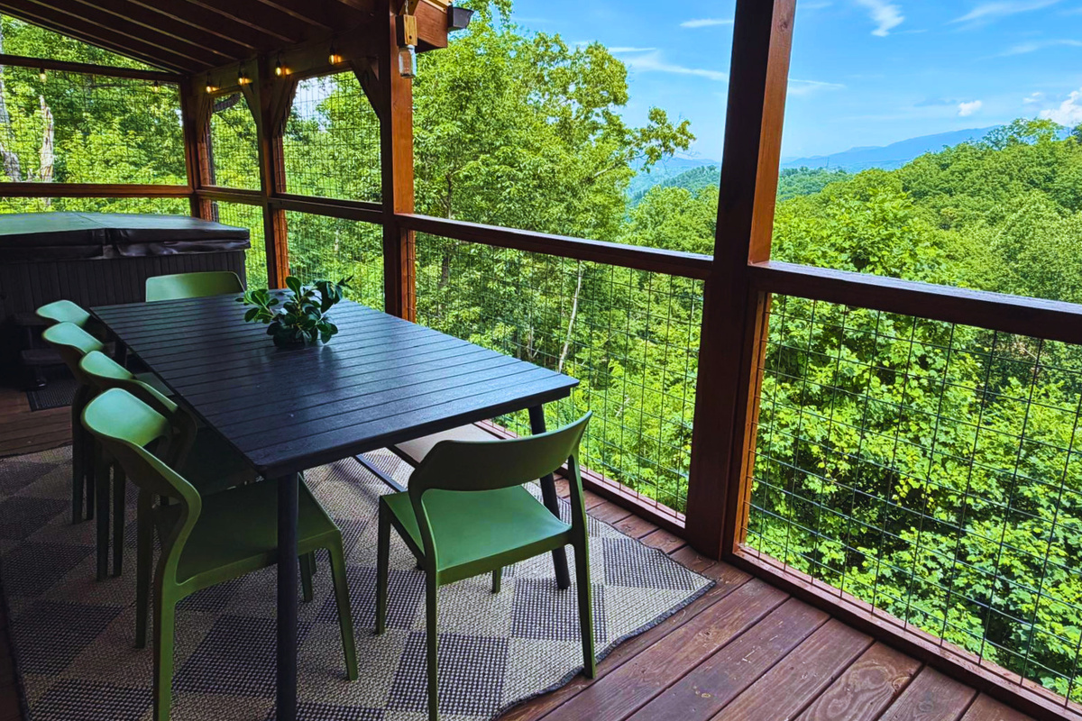 Enjoy dining on the deck while enjoying the wonderful view of the mountains and the forest