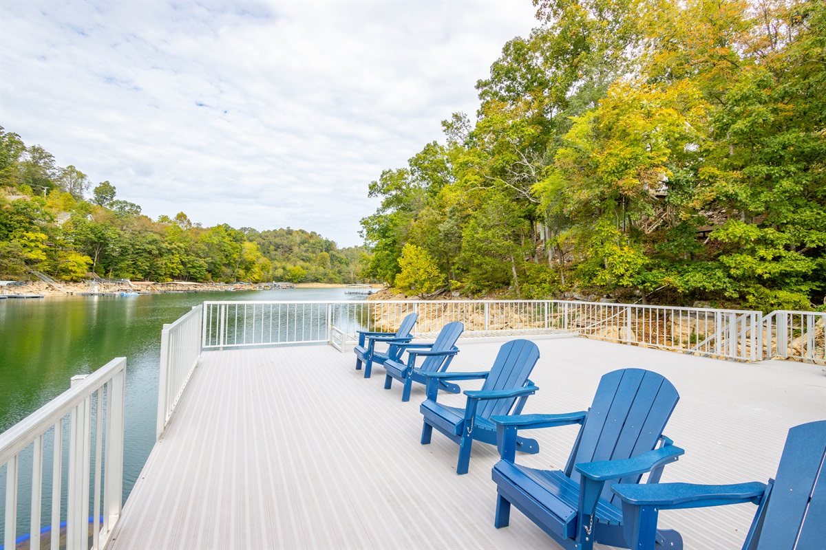 large sun deck over two covered slips
