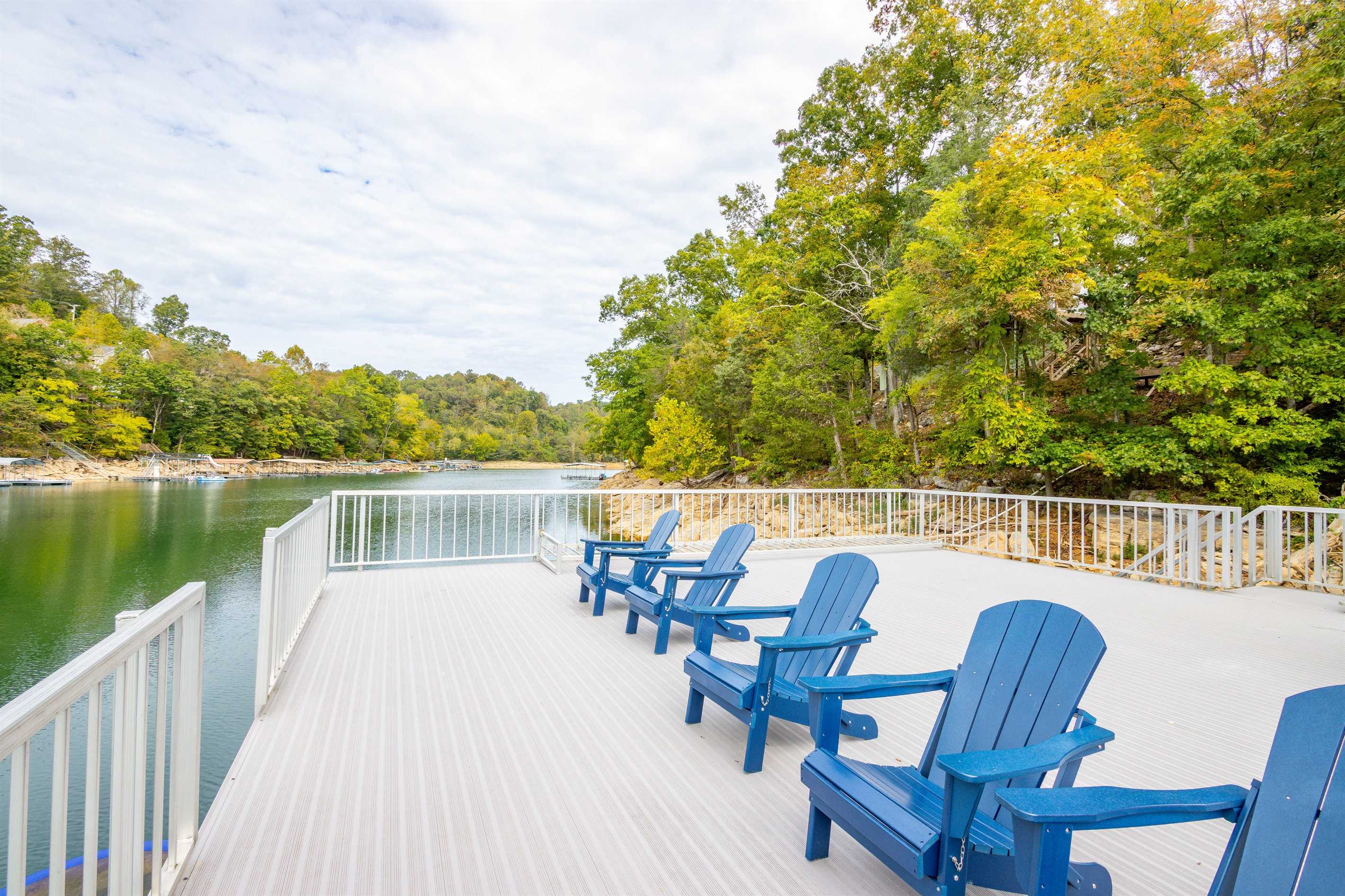 large sun deck over two covered slips