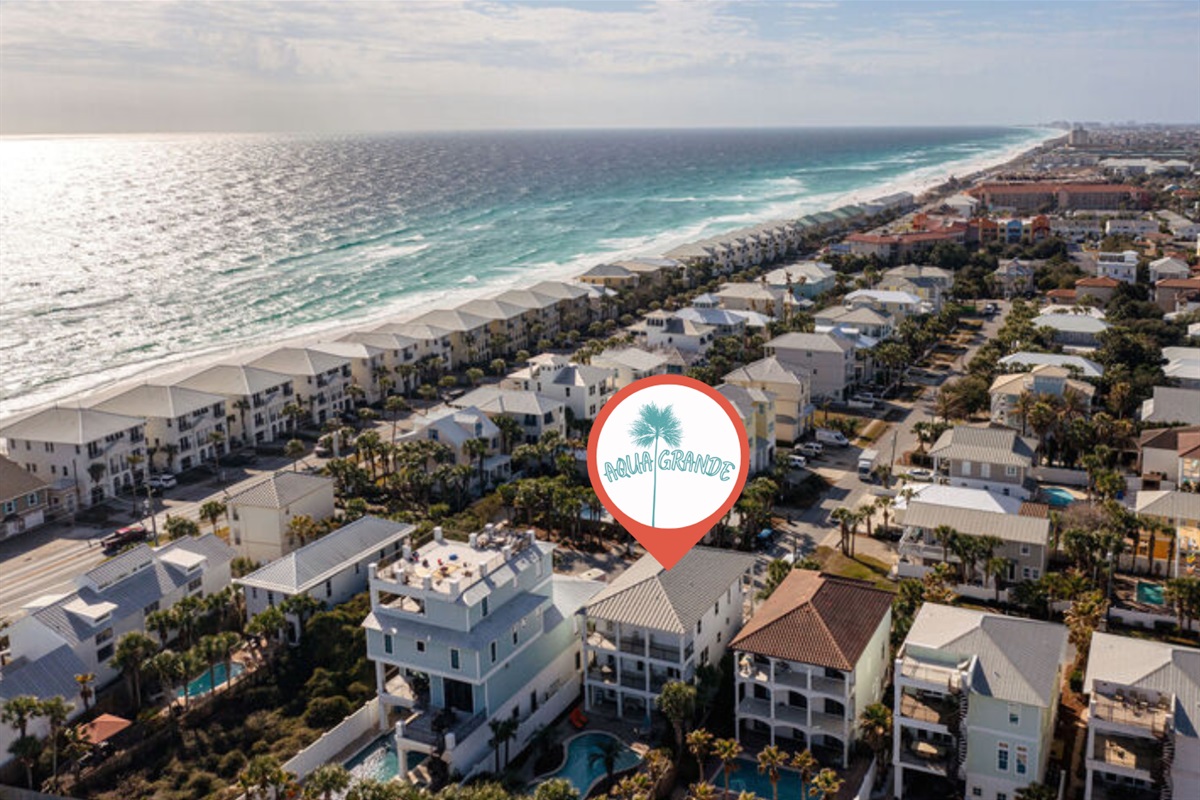 Aqua Grande is located in on Miami Street in Frangista Beach, the charming crown jewel of Miramar Beach, and features wide sidewalks for walking and biking plus easy access to all the dining a
