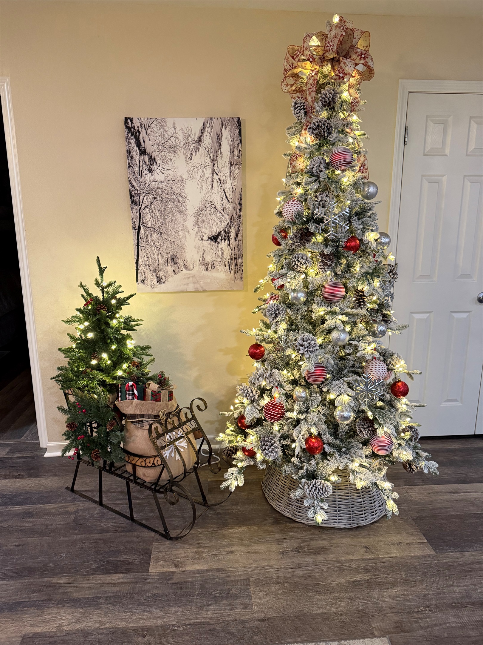 Our tree and sleigh this year