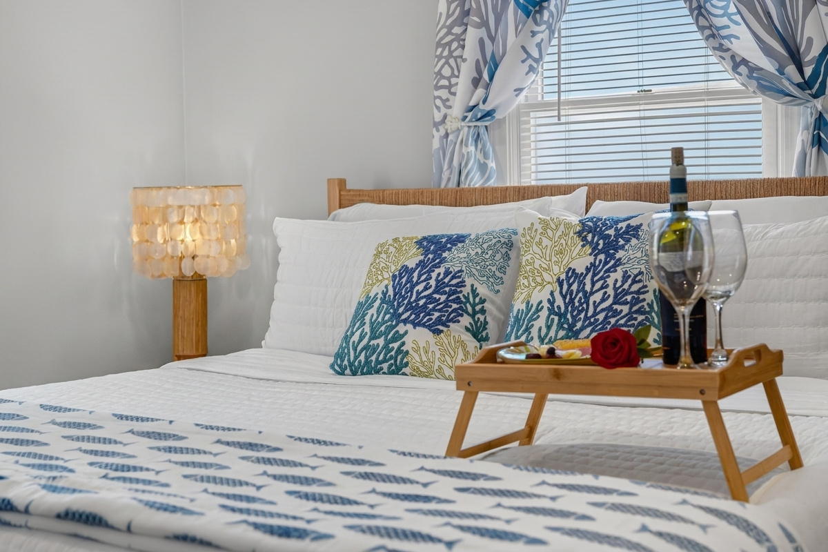 A relaxing bedroom setup with thoughtful touches, perfect for unwinding at the end of the day.