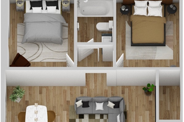 Actual image of newly remodeled floor plan.