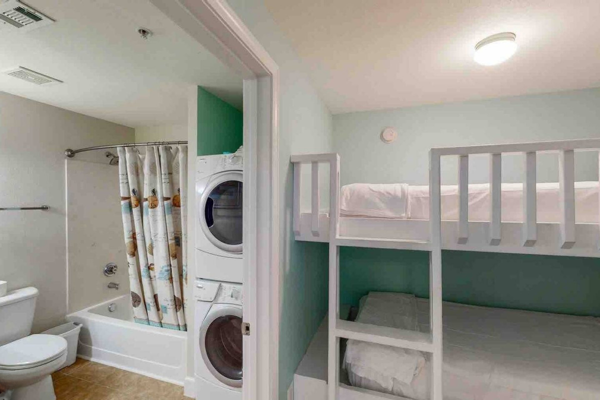 Two Bunk Beds located near the 2nd full bathroom.