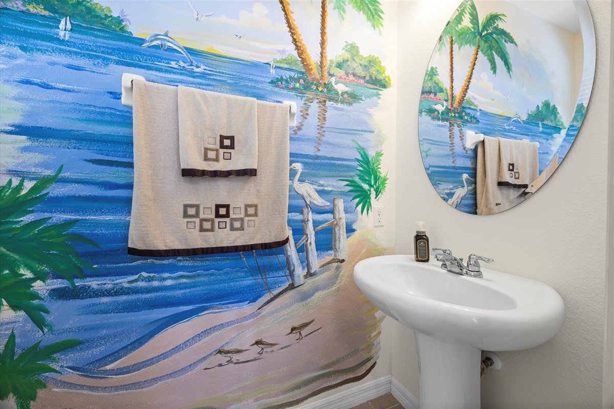 Water closet off the back patio so you don't need to go inside when enjoying the pool and hot tub!