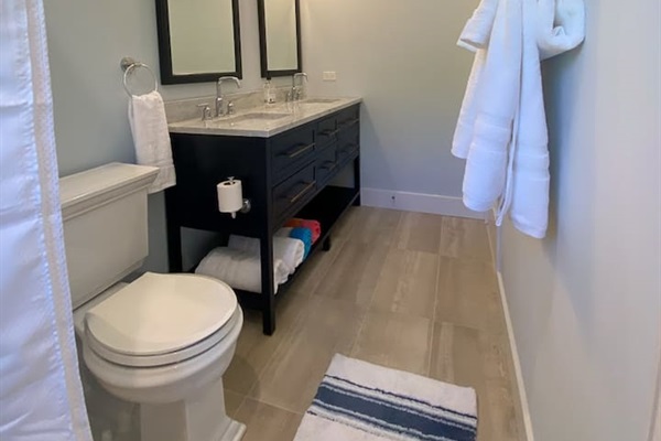 Full shower and towels included in master bath.