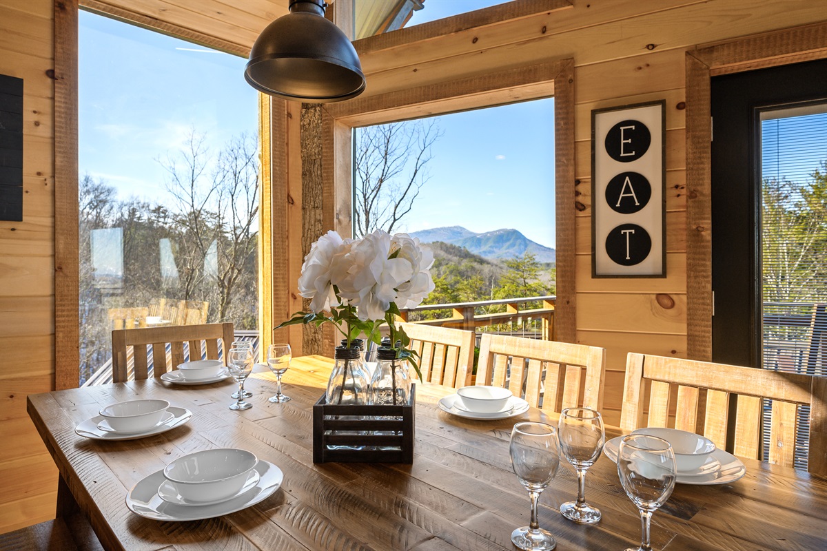 Cypress dining with mountain view