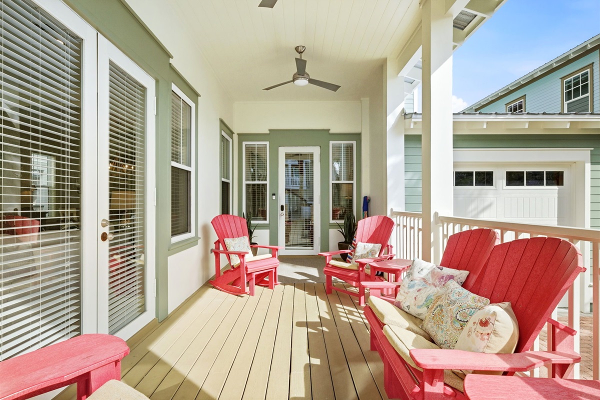 Perfect spot for morning coffee or sunset cocktails—our spacious front porch features comfortable seating.