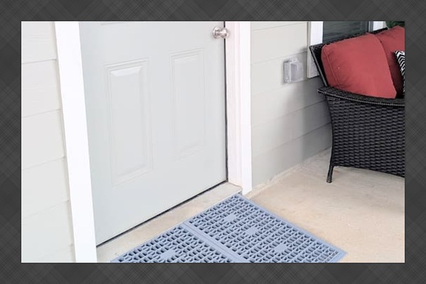 Accessible front entry with ramp. 