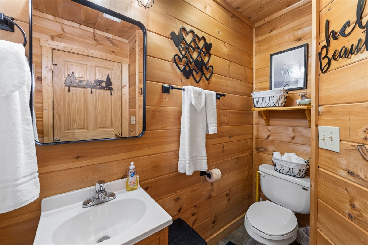 Another full bathroom for guests to use.