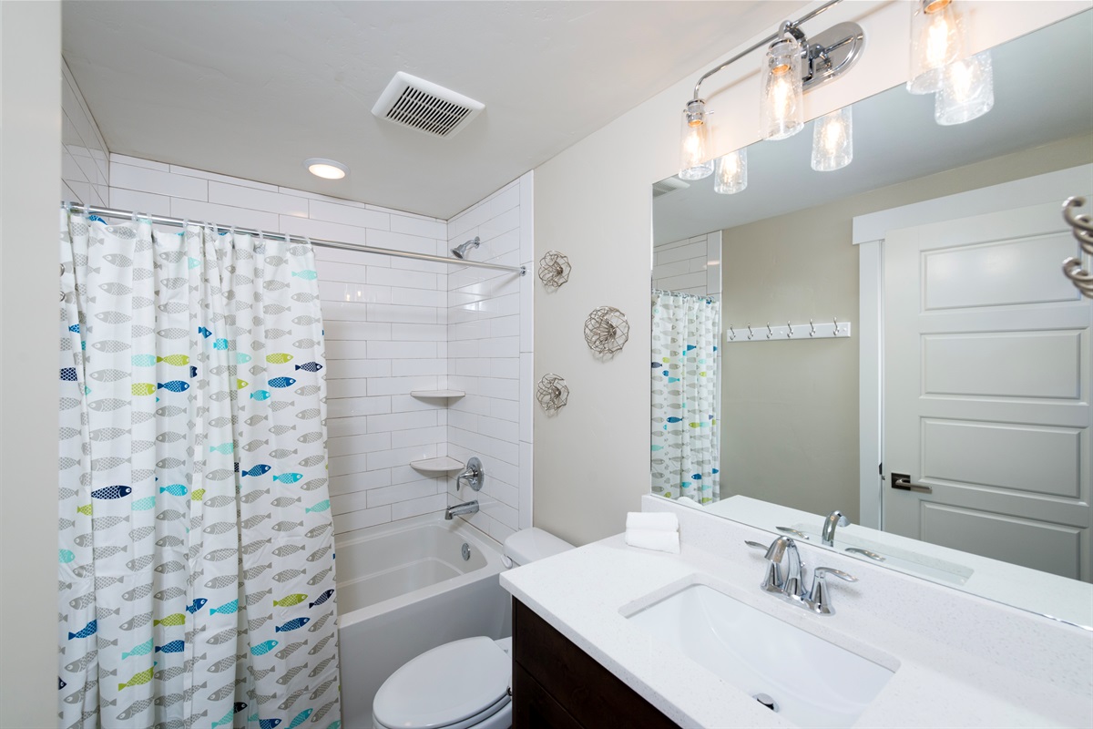 Full lower-level bathroom for added ease and convenience