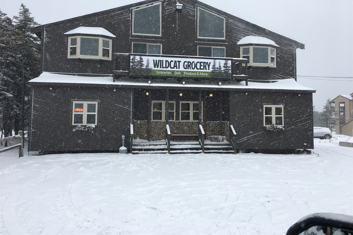 Wildcat Grocery is just a short walk across the Mountain Lodge parking lot