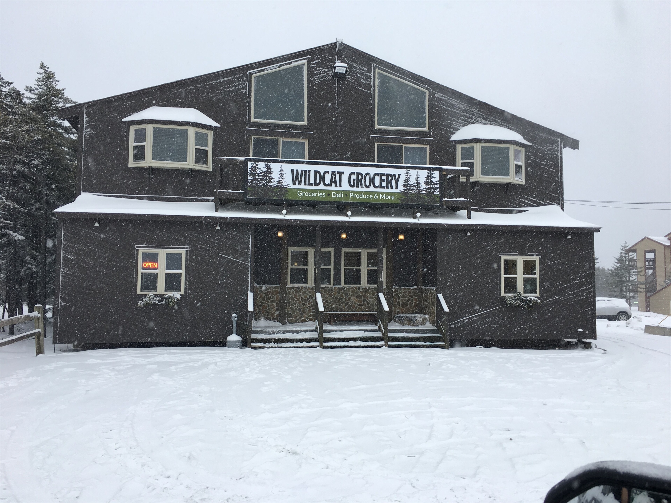Wildcat Grocery is just a short walk across the Mountain Lodge parking lot
