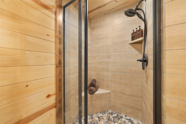 Walk in shower in the Upstairs King Ensuite.