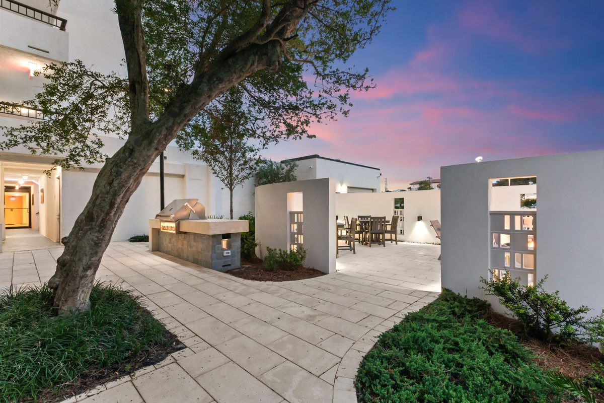 This firepit area is walled off making it perfect to enjoy the firepit with friends.