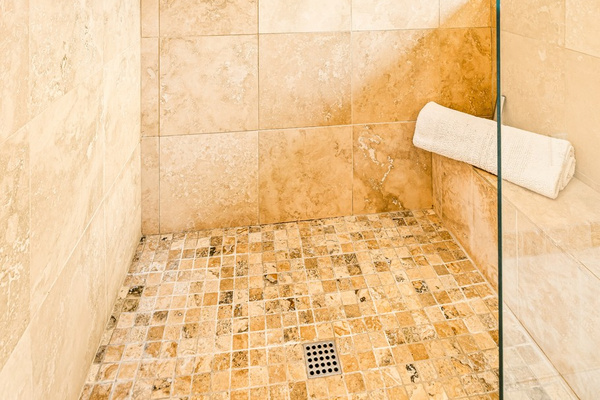 Mobility challenges? Unsteady? We've made bathing easy! Take a seat and enjoy the hand shower and relax!