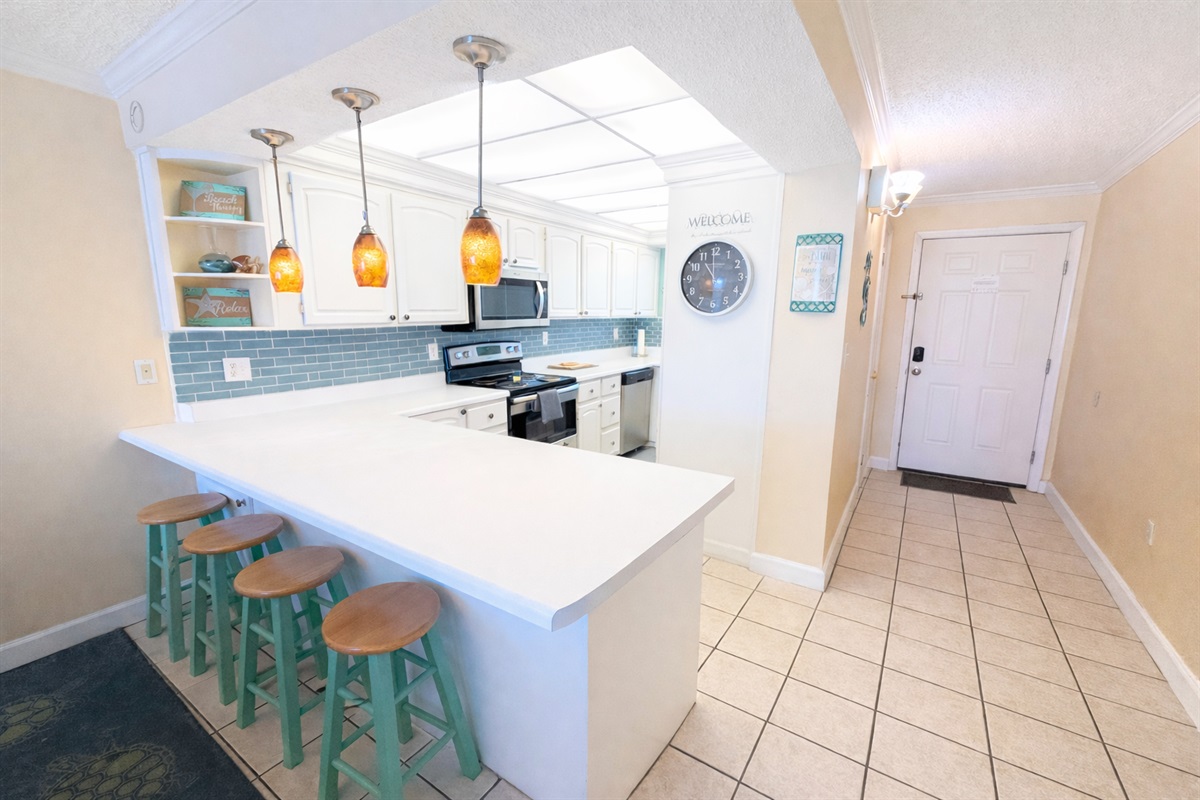 Kitchen with bar seating