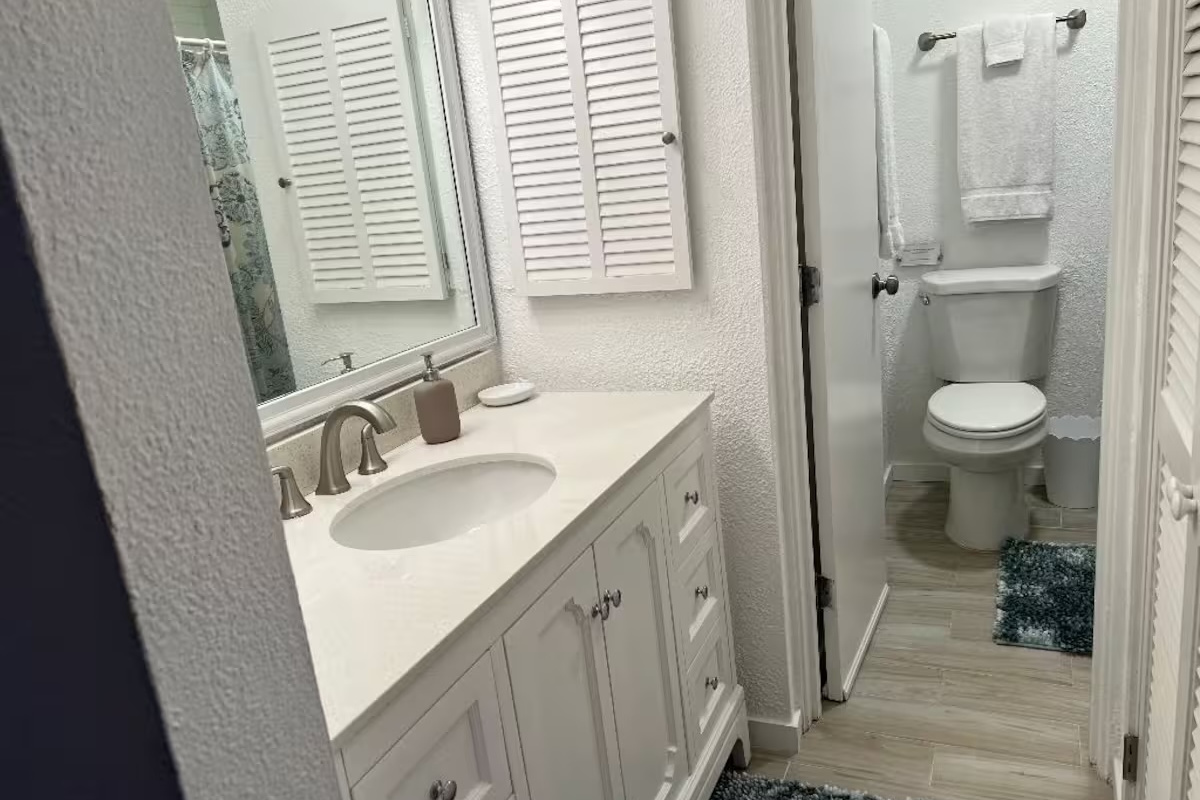 Convenient get-ready space perfect for vacation mornings.