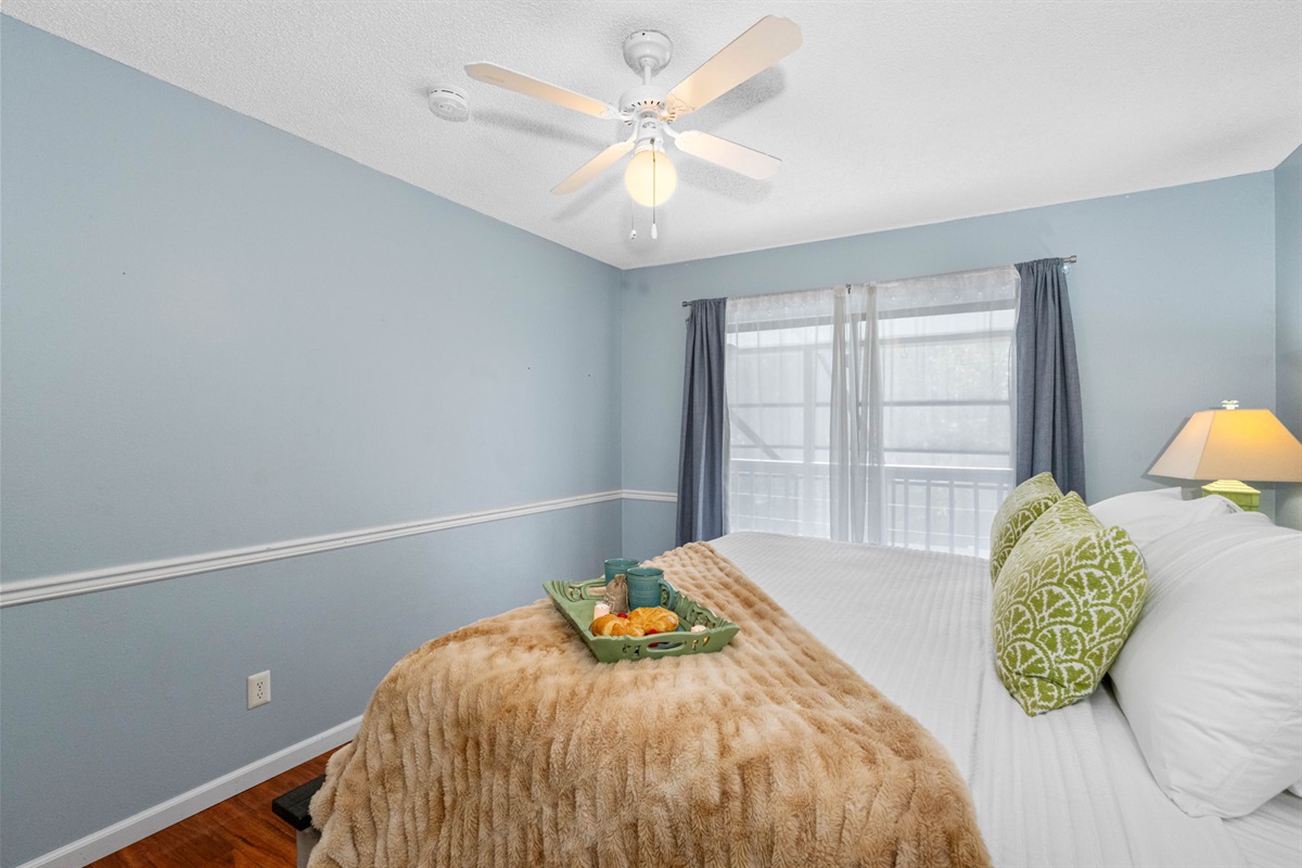 This beautifully styled bedroom offers a perfect blend of comfort and elegance, making it a restful escape after a day of adventure or relaxation.