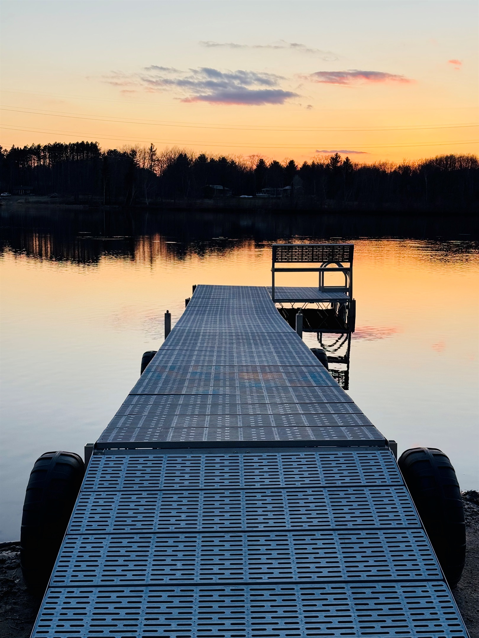 The dock during an early April sunset.