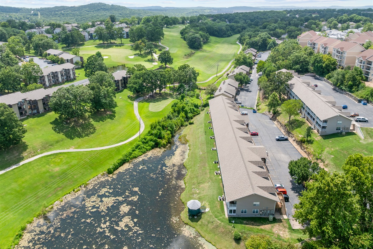 This angle gives one more look at the peaceful setting around the building and brookside edge.