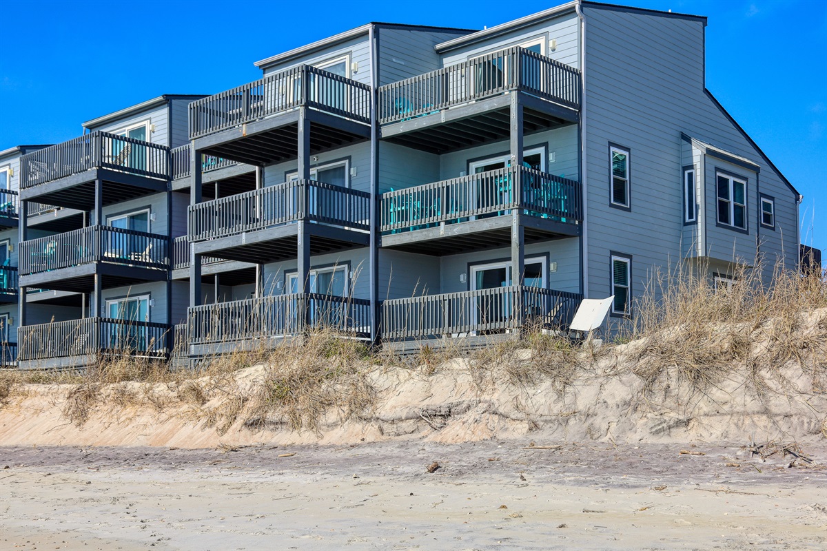 Views of the balconies from the beach