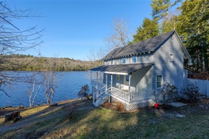 Aerial take of the entire property and lake on the background