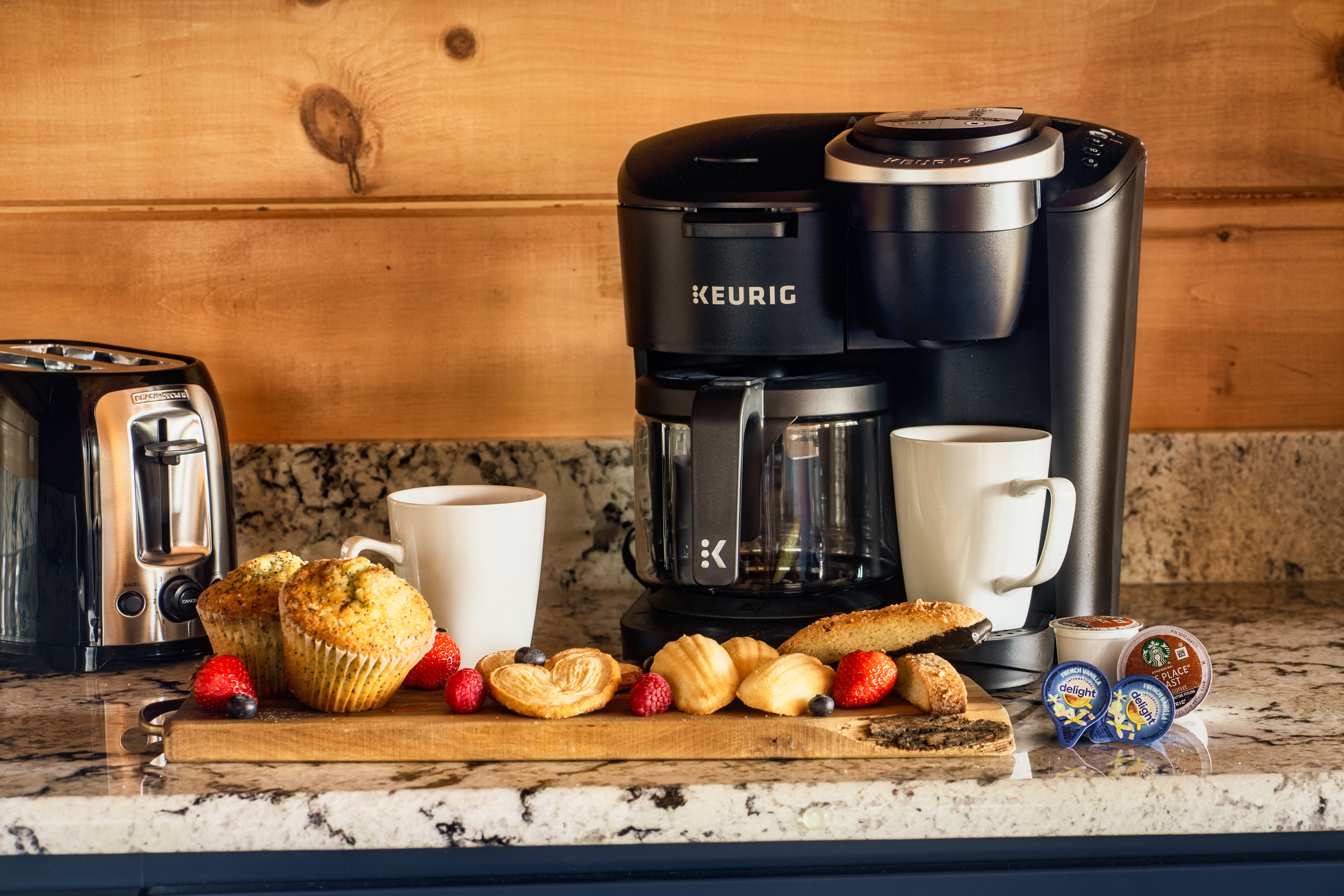 My home runs on coffee.  Enjoy a fresh cup while you take in the views.  Use the Keurig for coffee on the go or create your desired morning experience with the regular drip coffee maker or the french press.