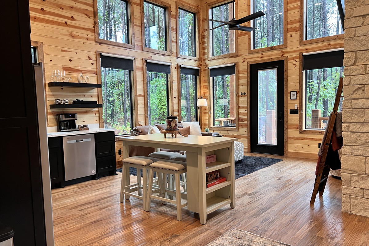 You truly feel tucked into nature with all the windows.