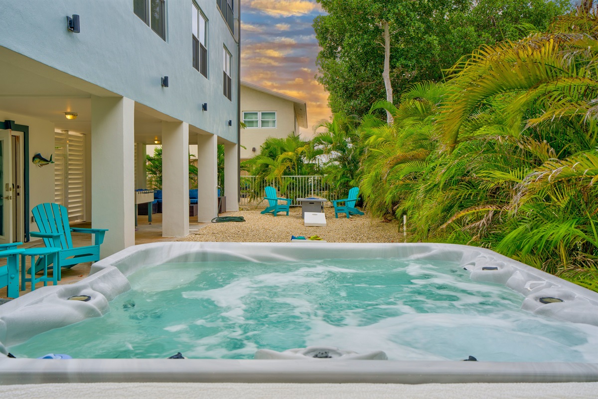 Quality Hot Tubs on the roof and the ground.