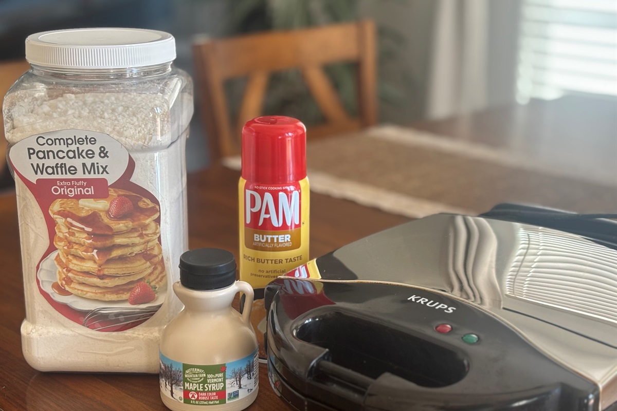 We want you to have a flawless trip, that’s why we provide everything you need to make a waffle (or pancake!) breakfast on your first morning. 