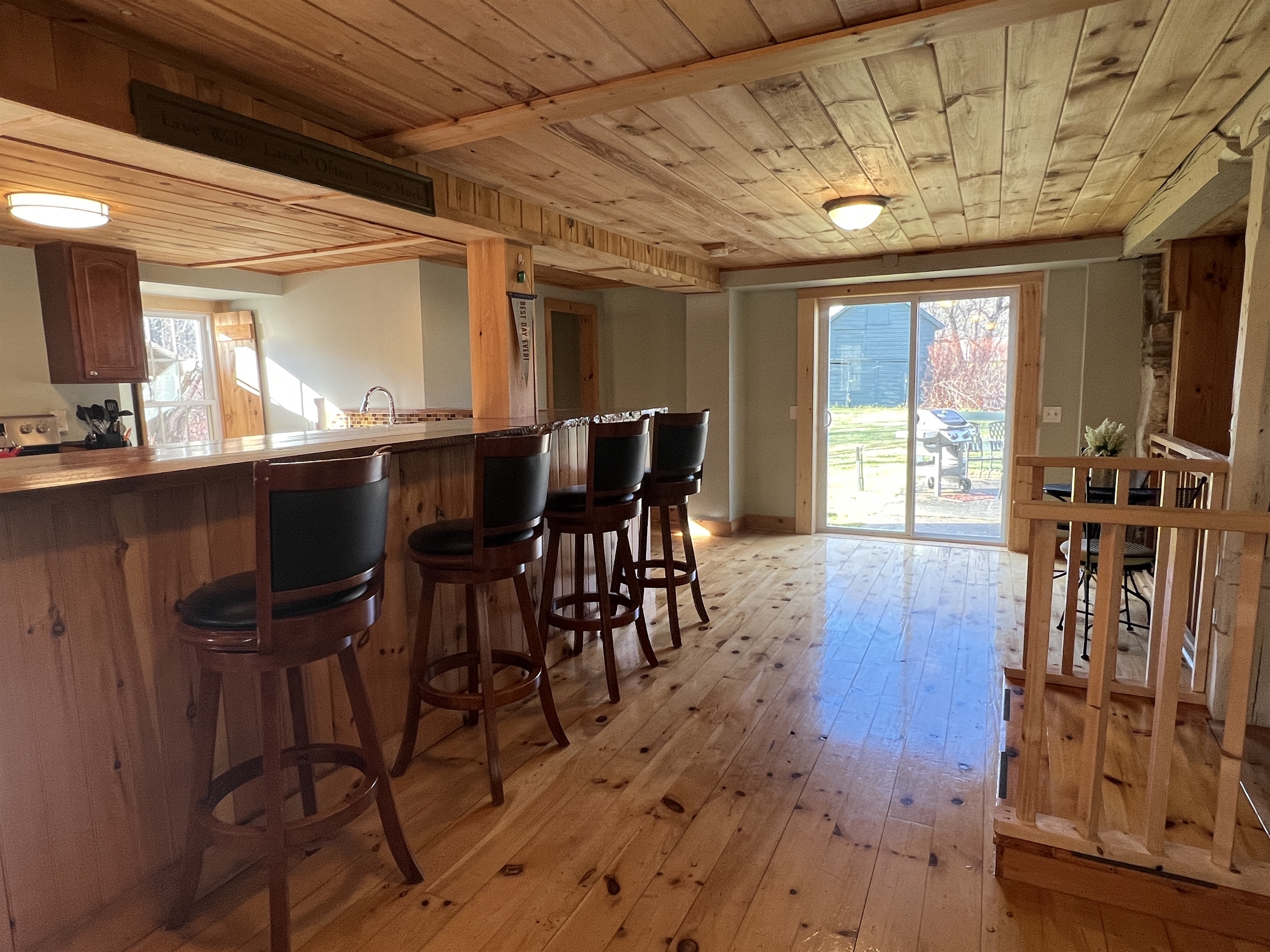 Kitchen with sliders to rear patio