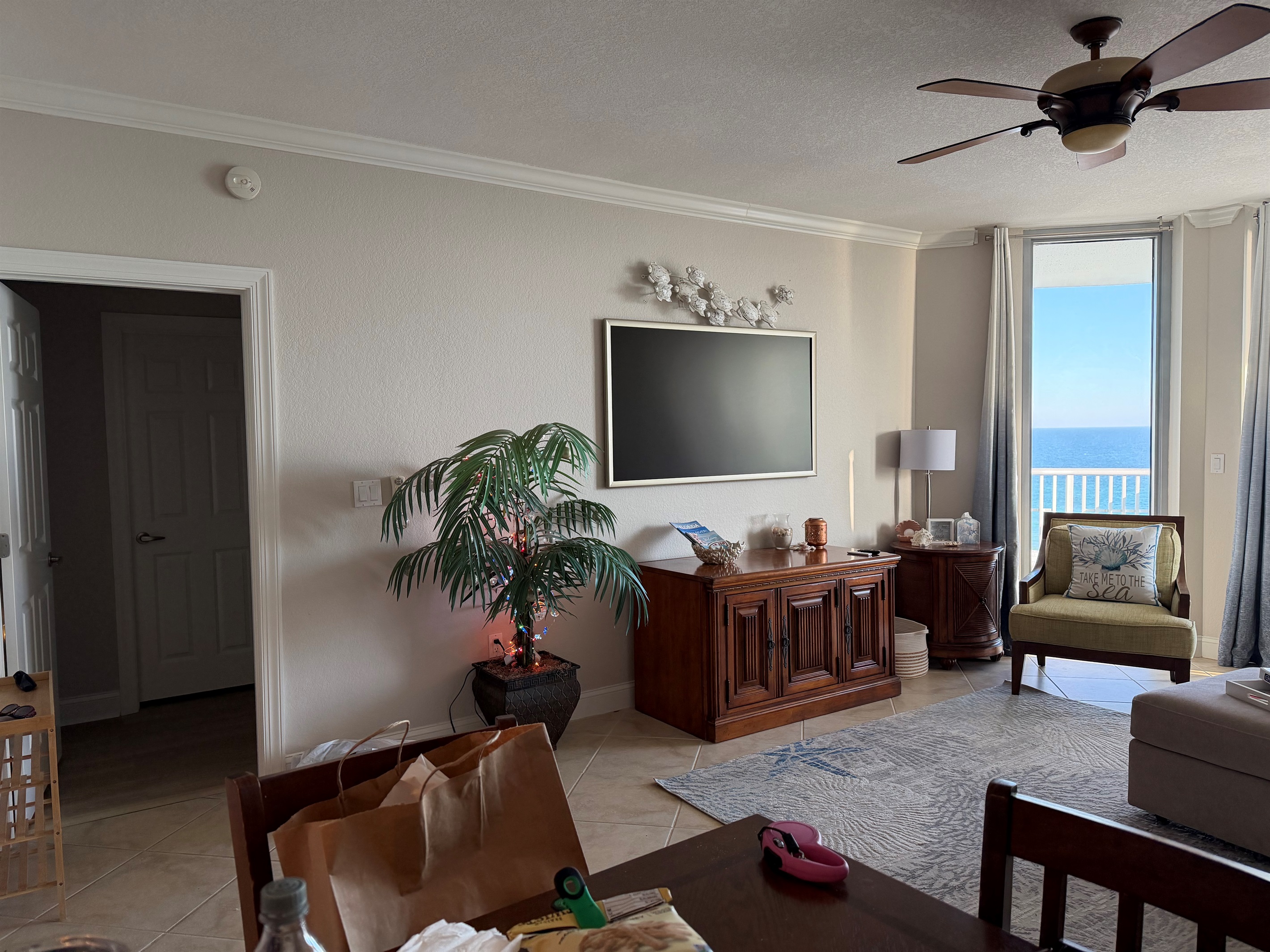Family room, TV, Gulf view