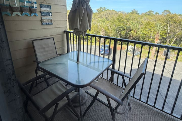 Balcony with glass table