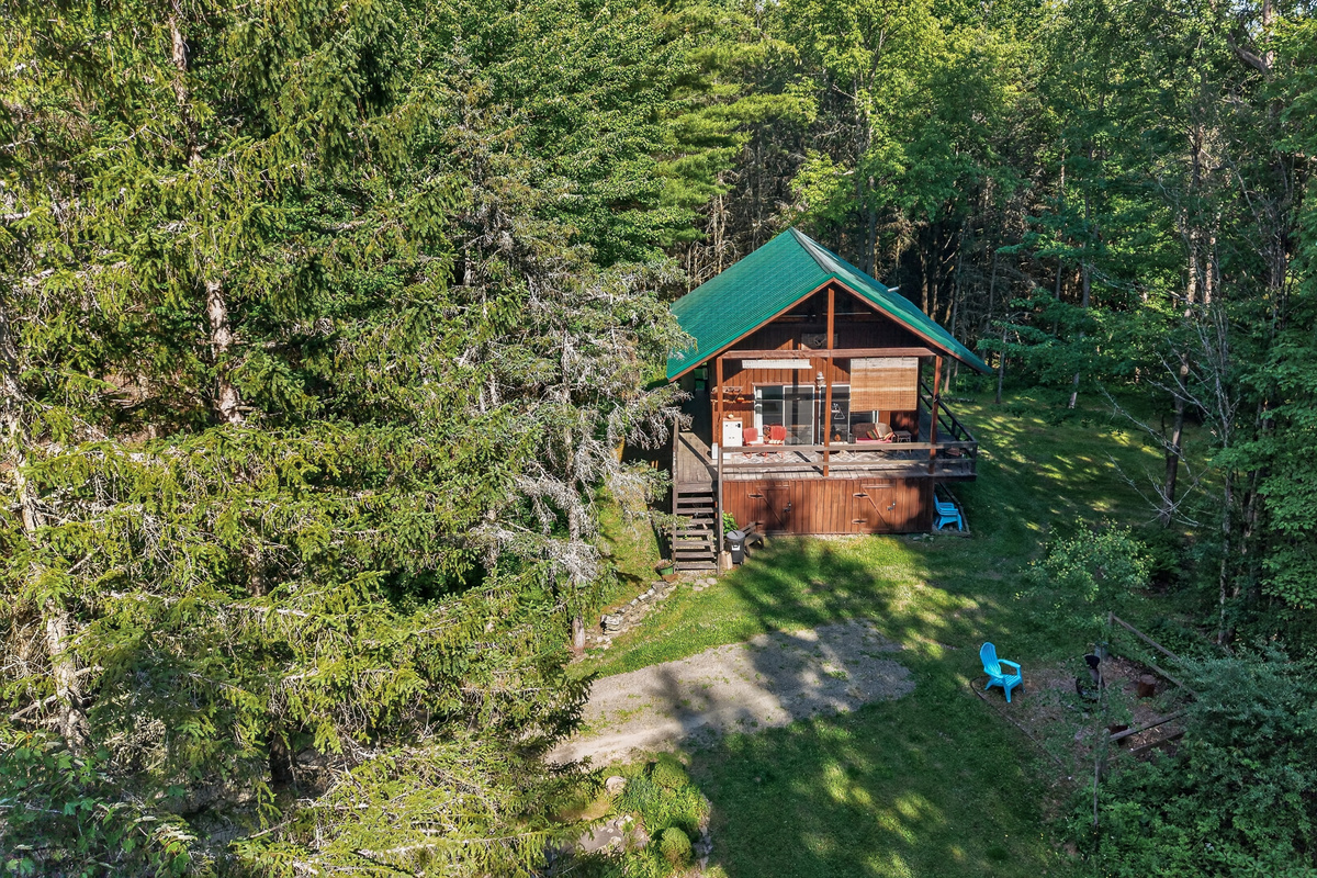 Aerial view directly above the cabin