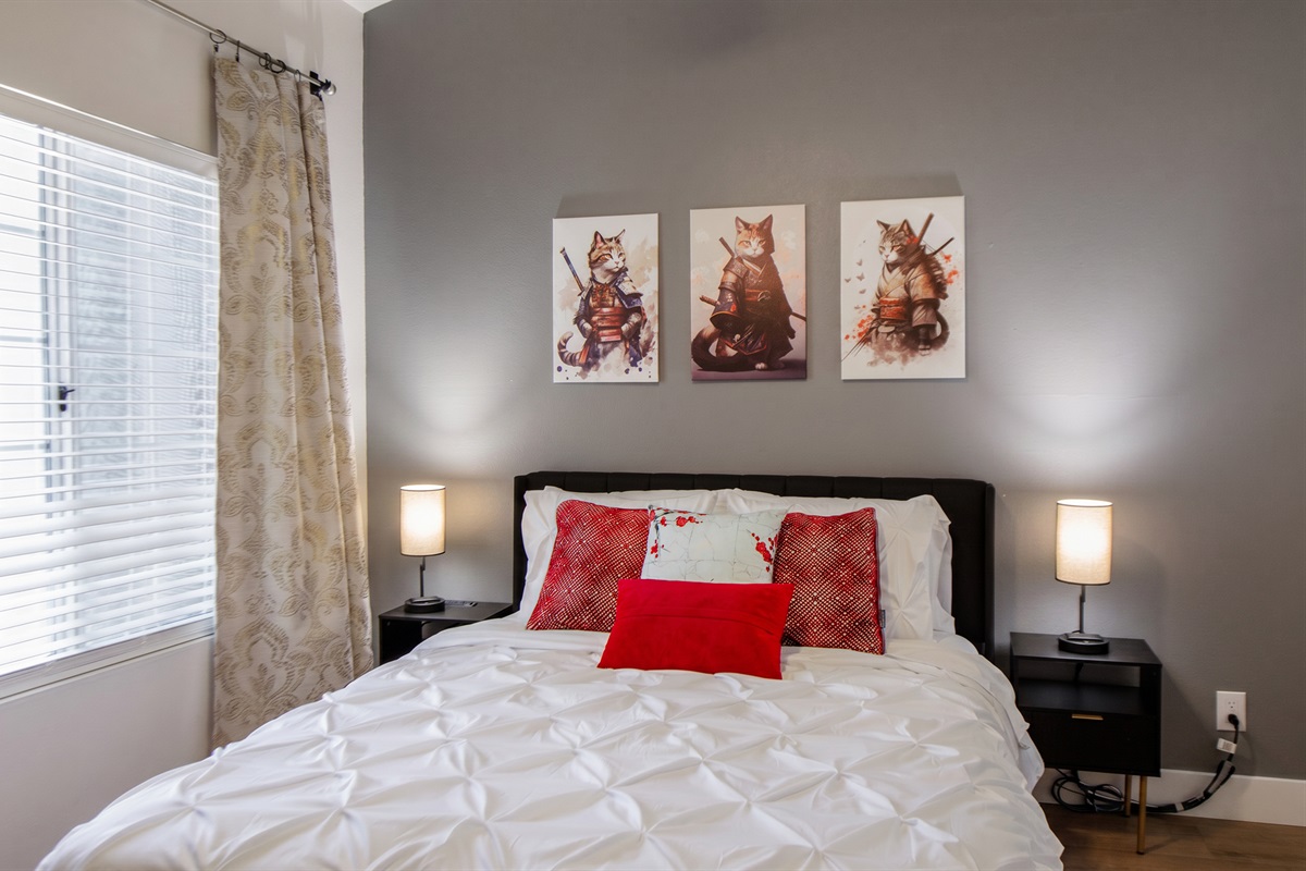"Wake up refreshed in this cozy, sunlit retreat."
