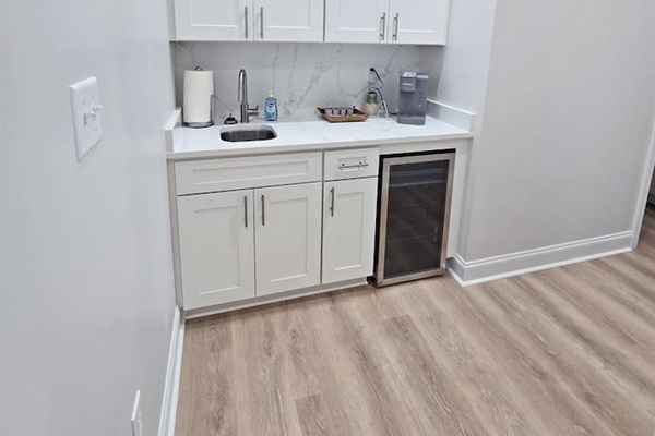 Wine fridge and coffee bar upstairs
