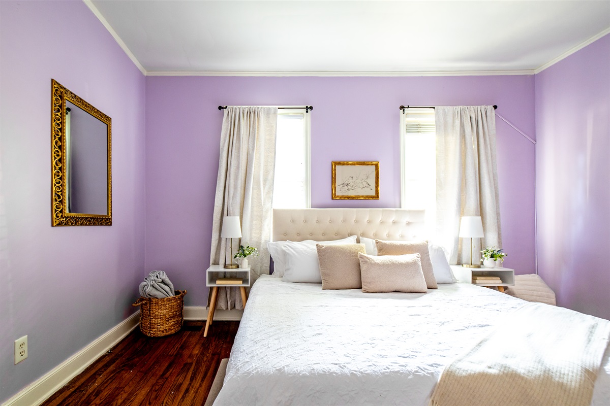 Bedroom with King bed and TV