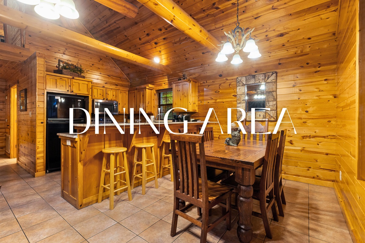 Dining table perfect for family dinners or game nights.