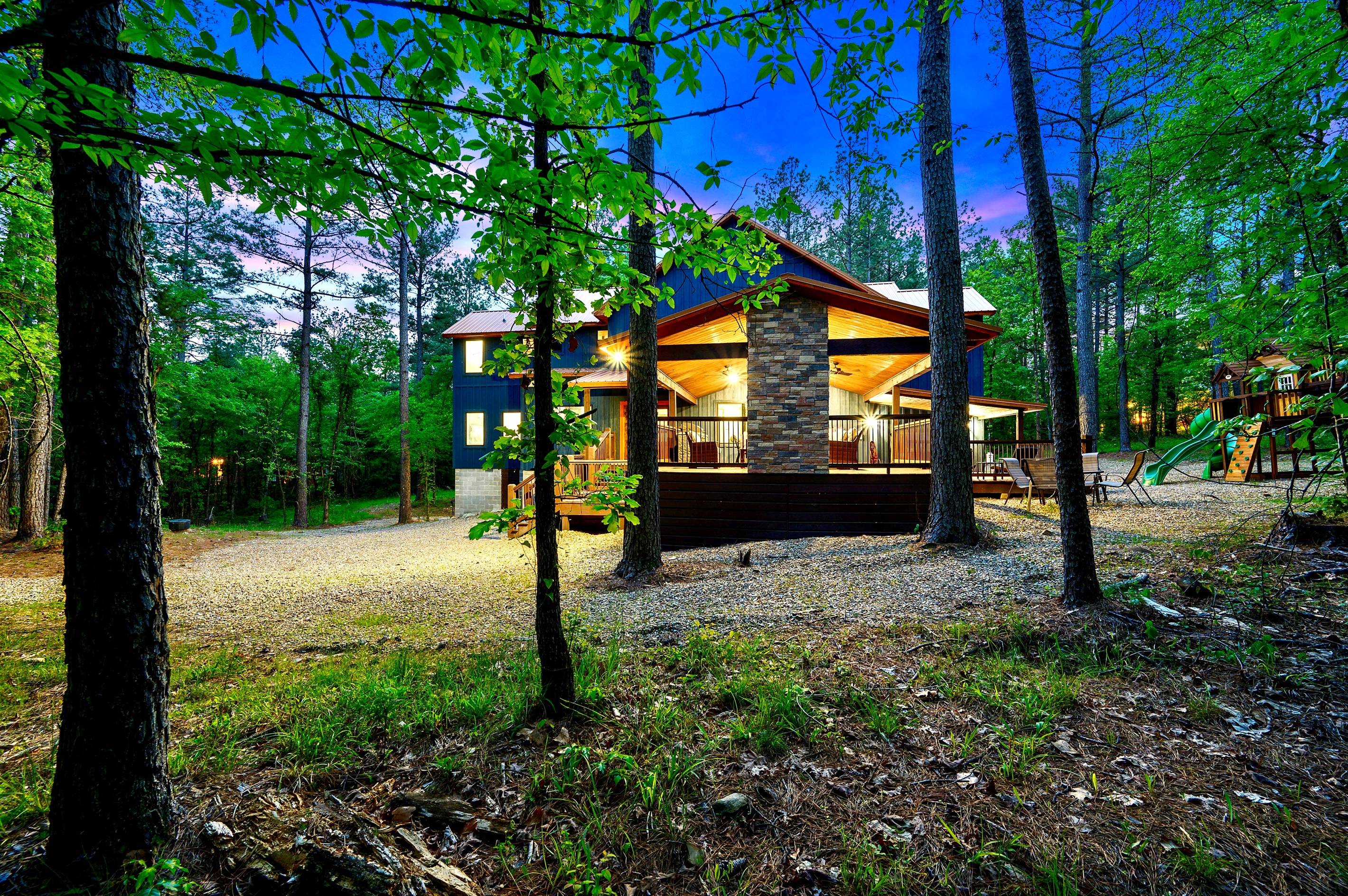 Surrounded by towering pines and peaceful nature