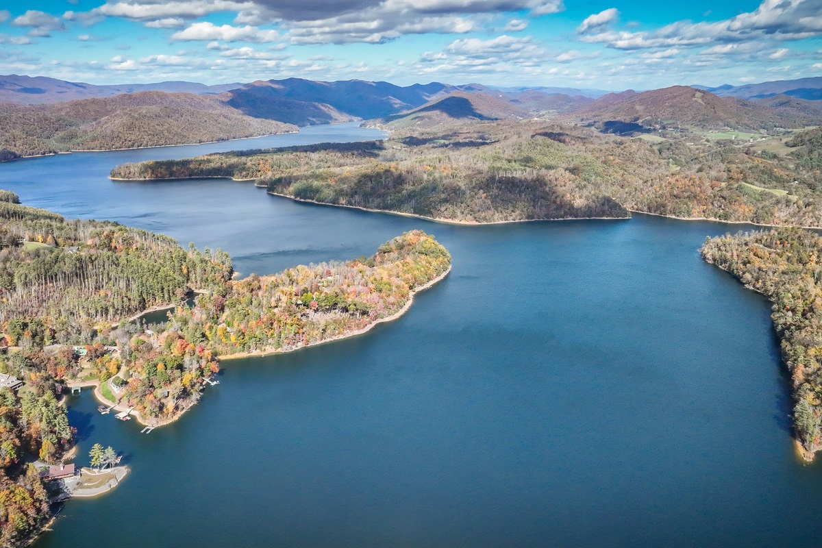 Fall with the bay leading to the main channel of Watauga Lake
