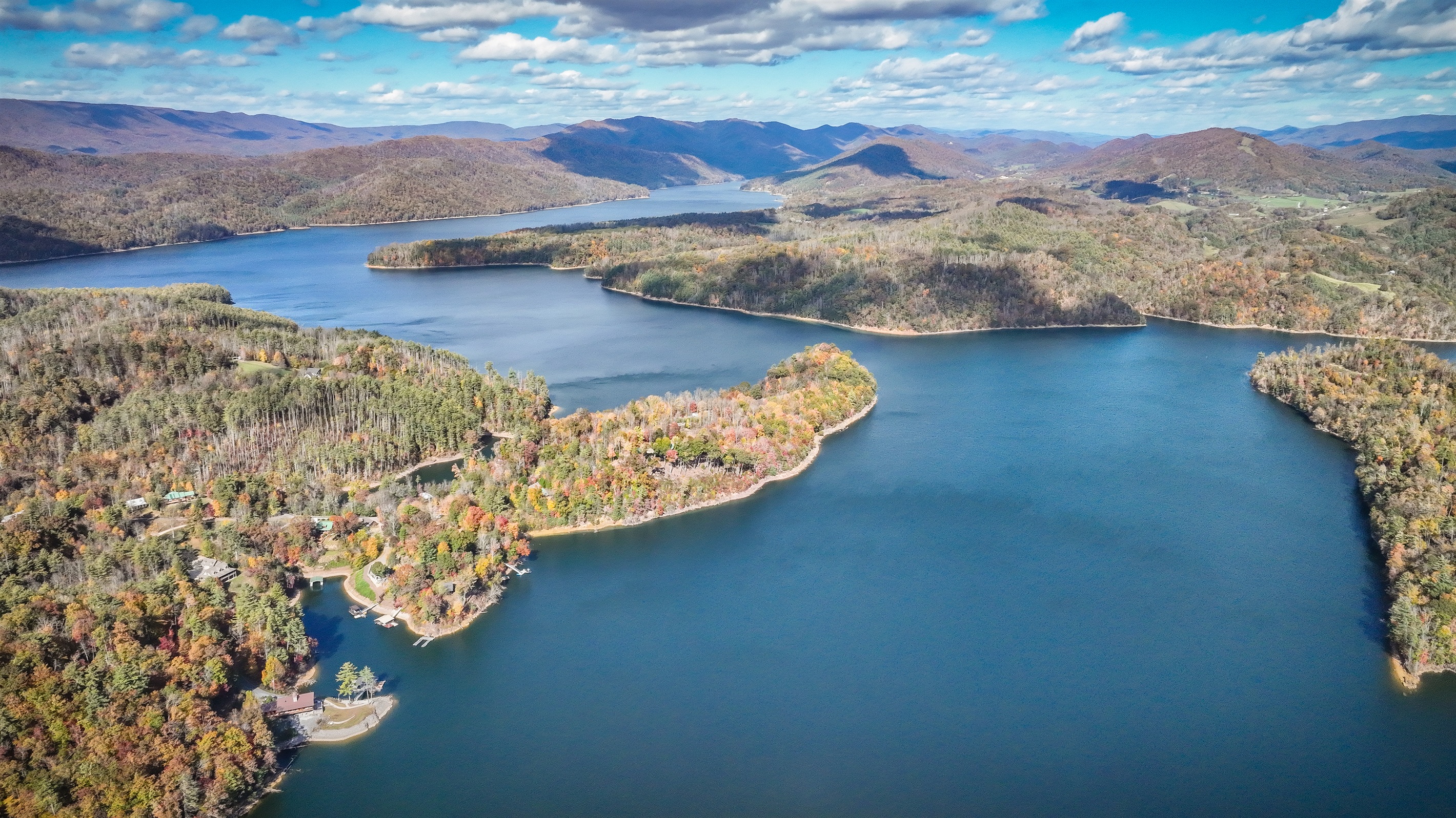 Fall with the bay leading to the main channel of Watauga Lake