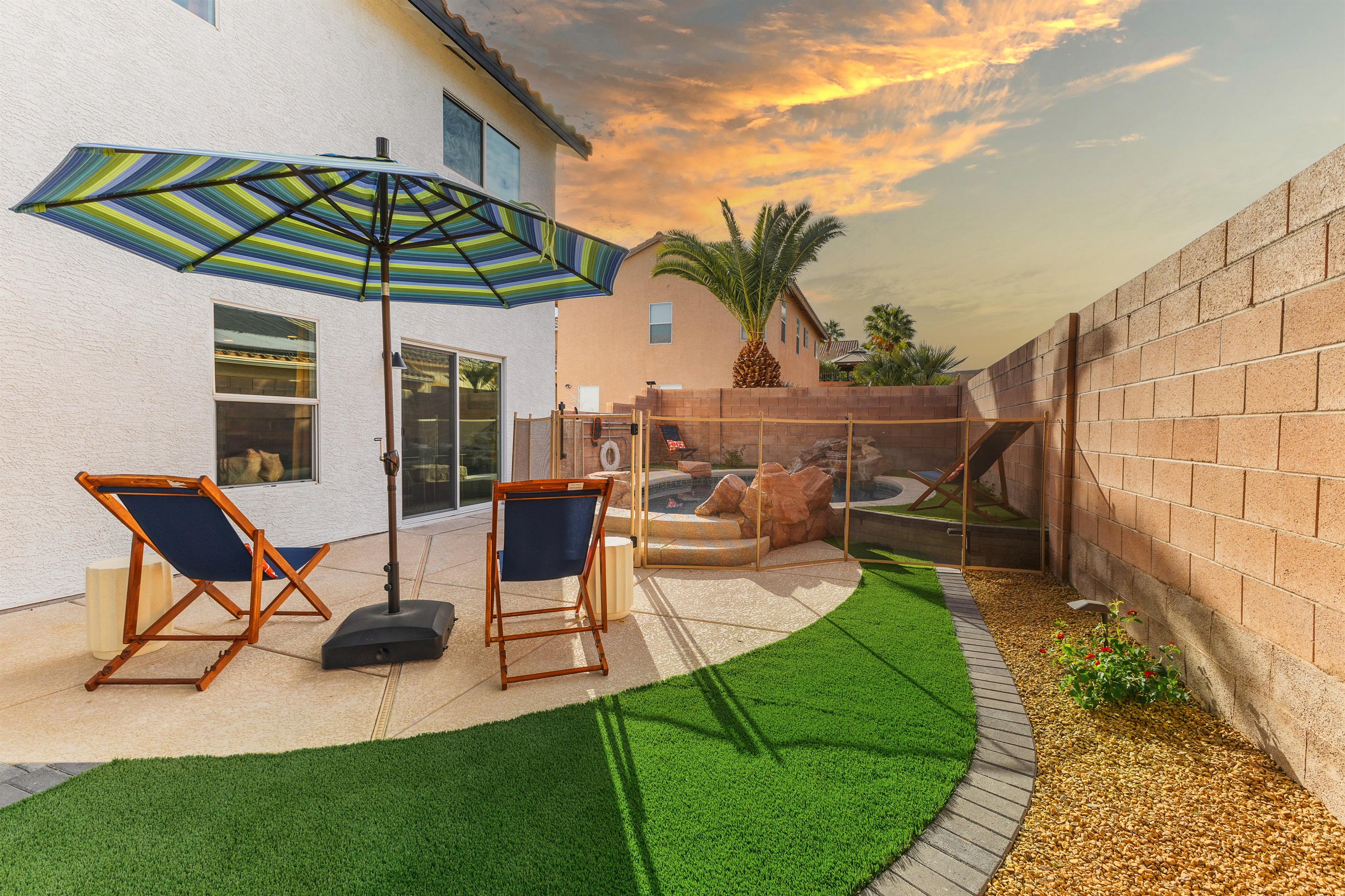 A lot of lounging choices--outside or inside the pool area. -Adventure Awaits.